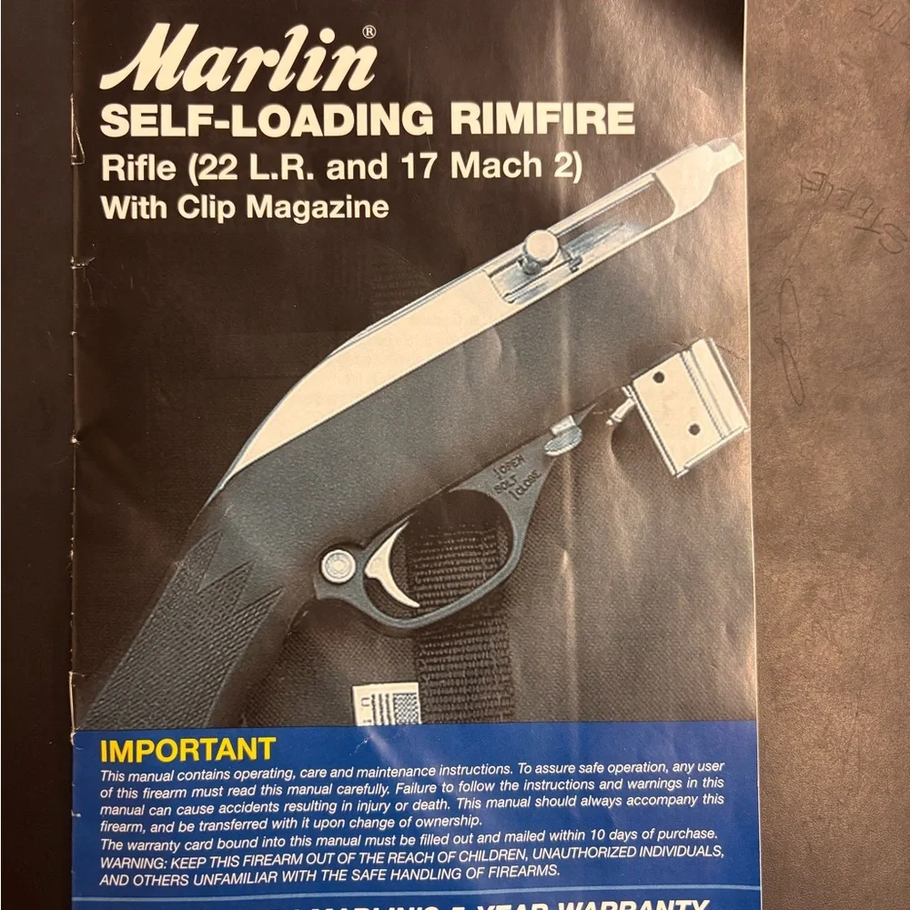 Marlin Self-Loading Rimfire Rifle Manual - Black - Picture 1 of 9